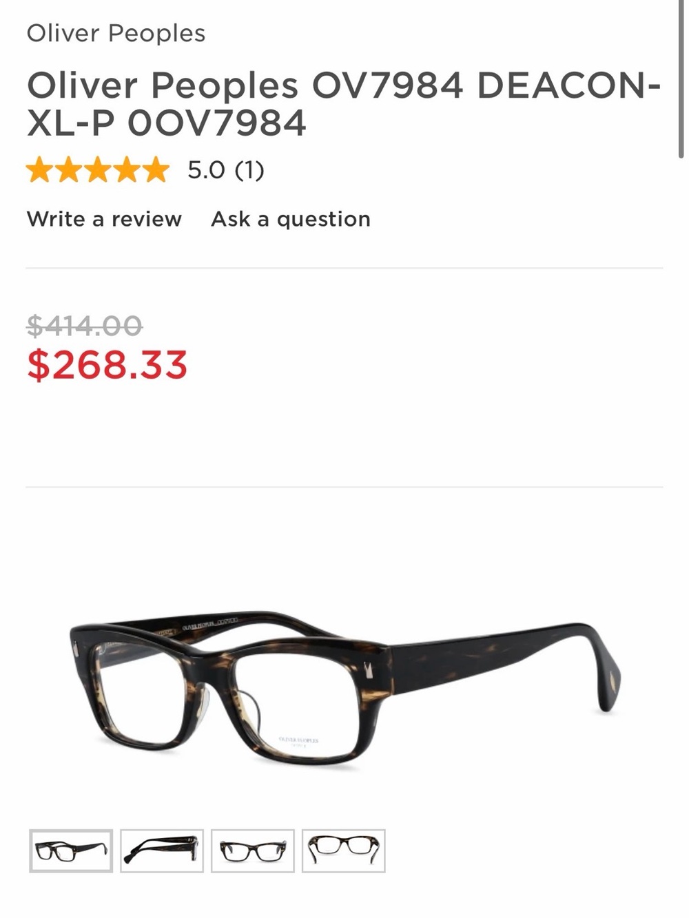 Oliver Peoples Tortoise Rectangular Men’s Glasses